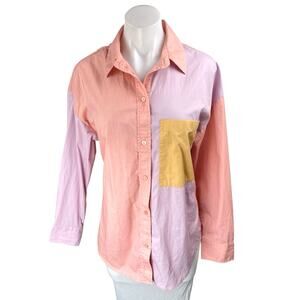 Abercrombie & Fitch Multicolor Colorblock Long Sleeve Button Down Shirt Top Sz S